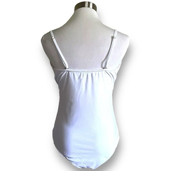 Aava Womens Valentina Swimsuit Sz Large White Front Tie One Piece Bandeau Beach - Picture 13 of 14
